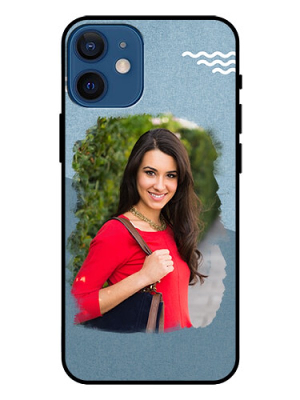 Custom Iphone 12 Mini Custom Glass Mobile Case  - Grunge Line Art Design