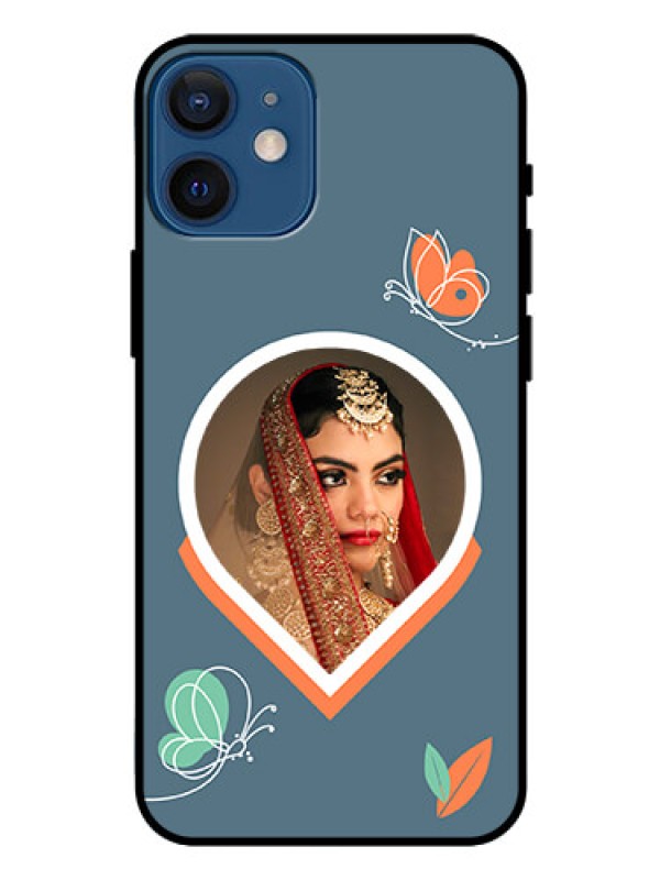 Custom iPhone 12 Mini Custom Glass Mobile Case - Droplet Butterflies Design