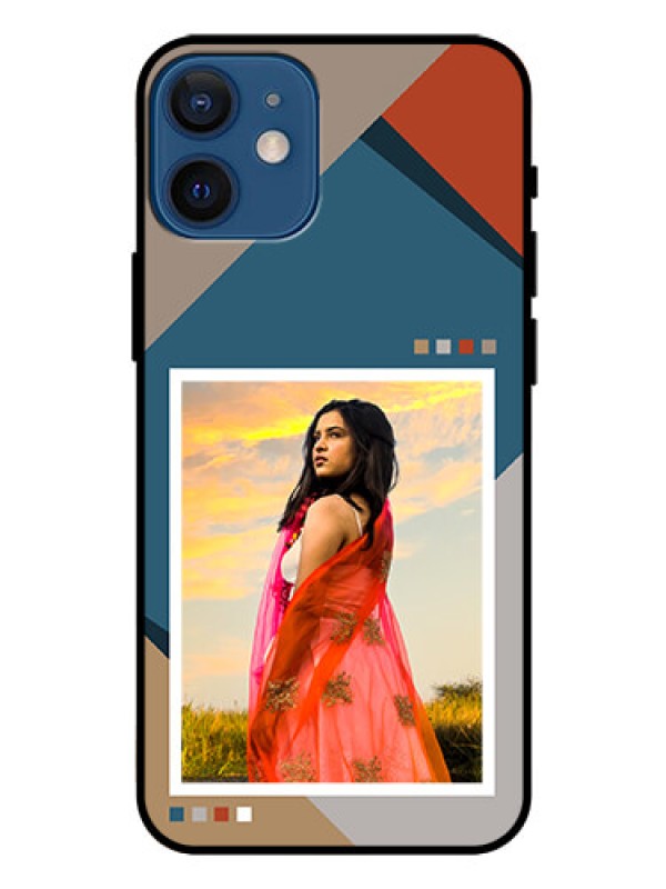 Custom iPhone 12 Mini Personalized Glass Phone Case - Retro color pallet Design
