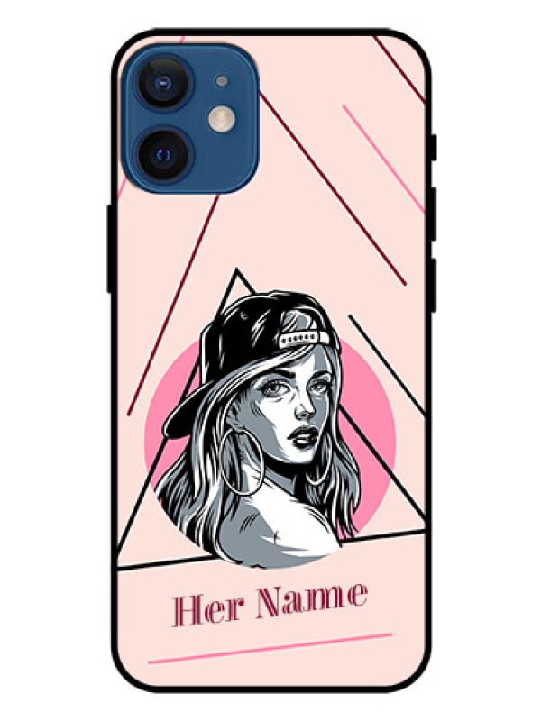Custom iPhone 12 Mini Personalized Glass Phone Case - Rockstar Girl Design