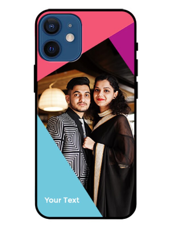 Custom iPhone 12 Mini Custom Glass Mobile Case - Stacked Triple colour Design