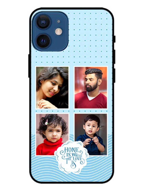 Custom iPhone 12 Mini Custom Glass Phone Case - Cute love quote with 4 pic upload Design