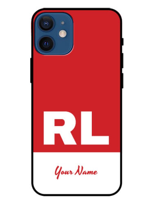 Custom iPhone 12 Mini Personalized Glass Phone Case - dual tone custom text Design