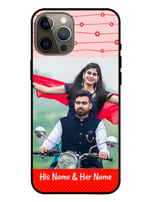 Custom Iphone 12 Pro Max Personalized Glass Phone Case  - Red Pattern Case Design