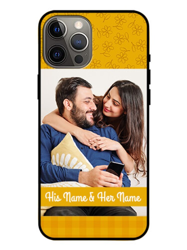 Custom Iphone 12 Pro Max Custom Glass Mobile Case  - Yellow Floral Design