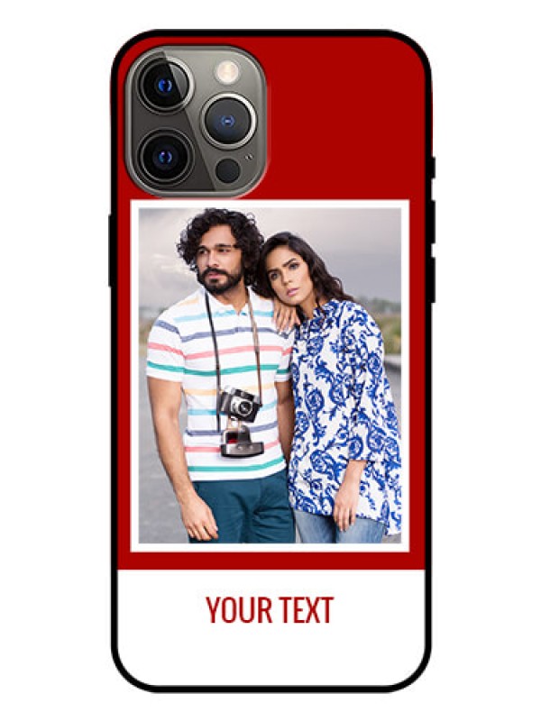 Custom Iphone 12 Pro Max Personalized Glass Phone Case  - Simple Red Color Design