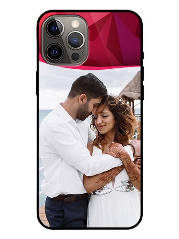 Custom Iphone 12 Pro Max Custom Glass Mobile Case  - Red Abstract Design