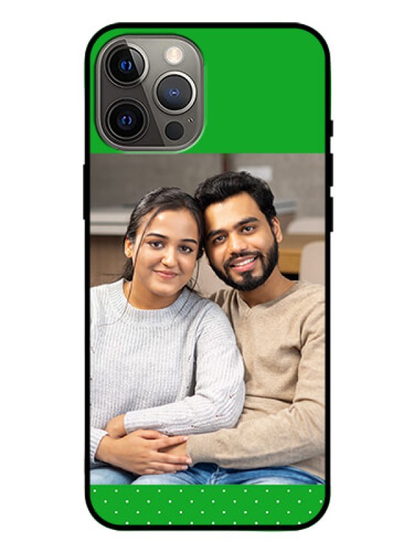 Custom Iphone 12 Pro Max Personalized Glass Phone Case  - Green Pattern Design