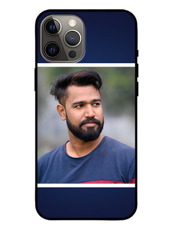 Custom Iphone 12 Pro Max Personalized Glass Phone Case  - Simple Royal Blue Design