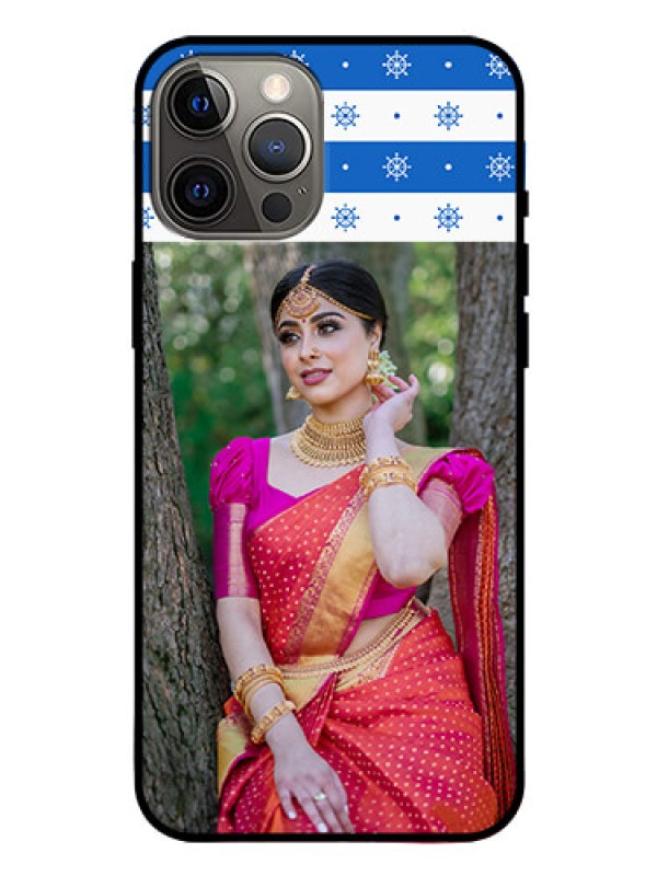 Custom Iphone 12 Pro Max Photo Printing on Glass Case  - Snow Pattern Design
