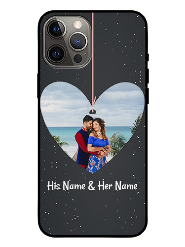 Custom Iphone 12 Pro Max Custom Glass Phone Case  - Hanging Heart Design