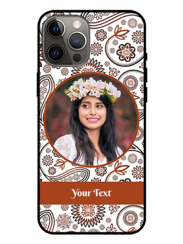 Custom Iphone 12 Pro Max Custom Glass Mobile Case  - Abstract Floral Design 