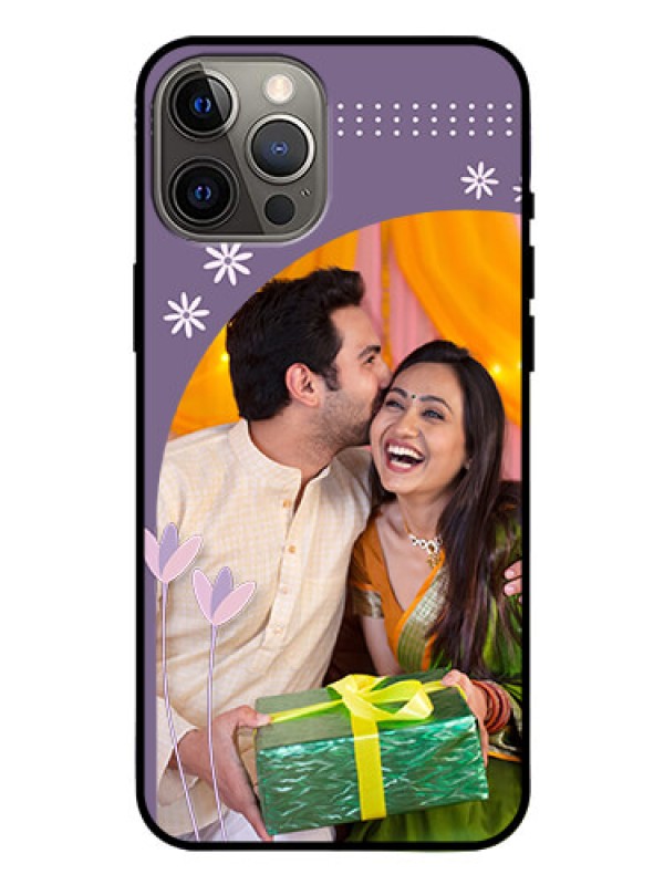 Custom Iphone 12 Pro Max Custom Glass Mobile Case  - Lavender flowers design 