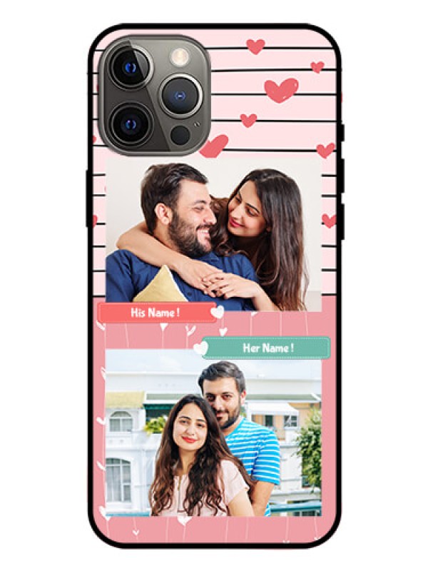 Custom Iphone 12 Pro Max Custom Glass Mobile Case  - Photo with Heart Design