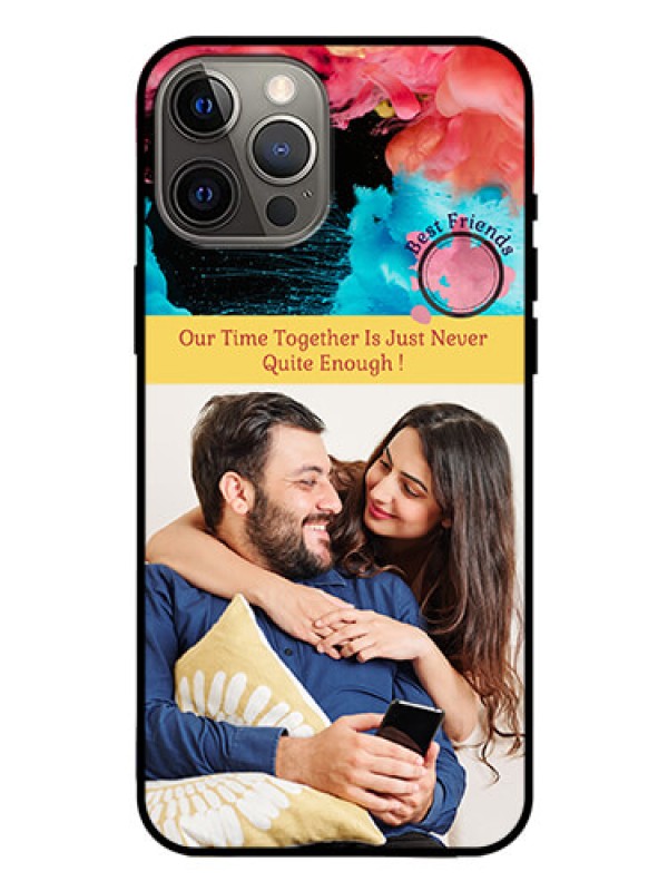 Custom Iphone 12 Pro Max Custom Glass Mobile Case  - Quote with Acrylic Painting Design