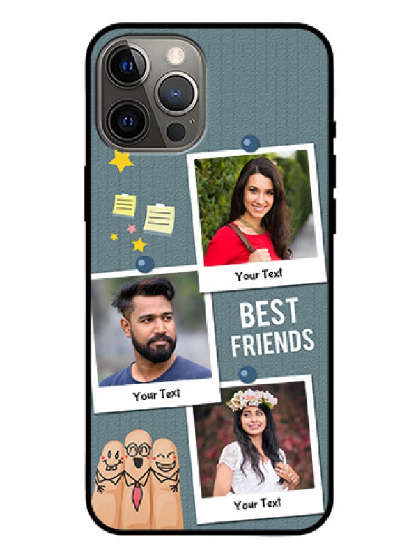 Custom Iphone 12 Pro Max Personalized Glass Phone Case  - Sticky Frames and Friendship Design