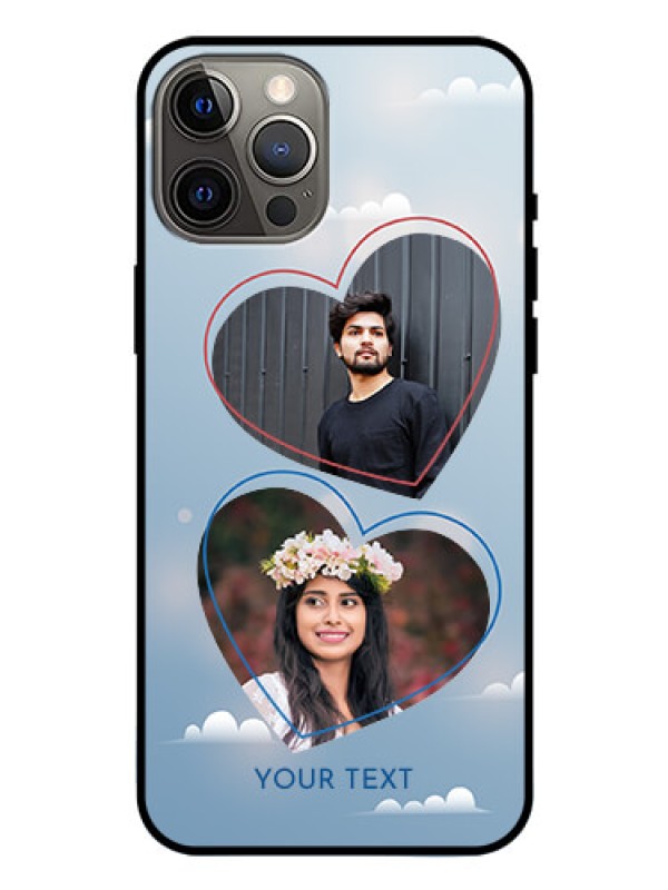 Custom Iphone 12 Pro Max Custom Glass Mobile Case  - Blue Color Couple Design 