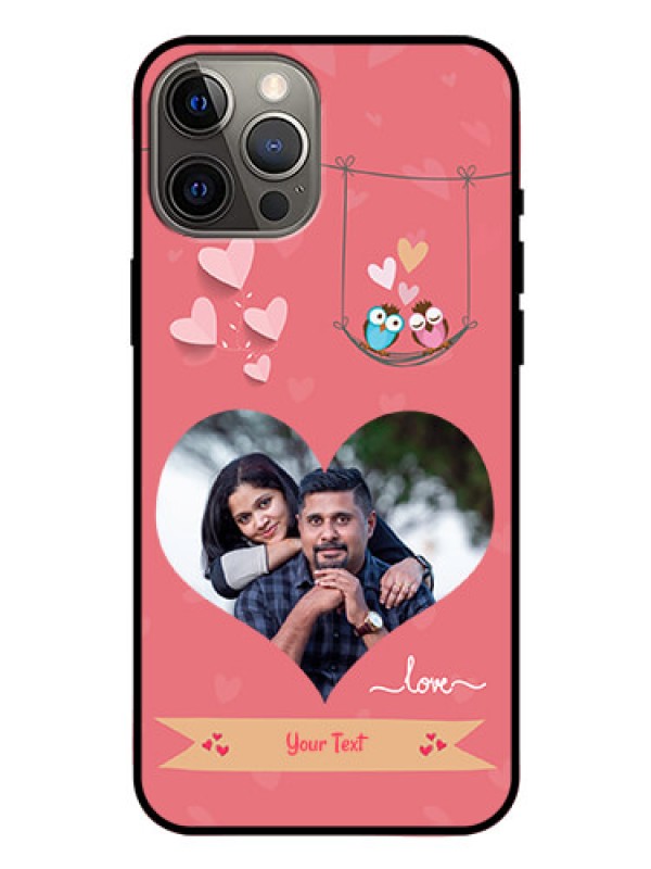 Custom Iphone 12 Pro Max Personalized Glass Phone Case  - Peach Color Love Design 