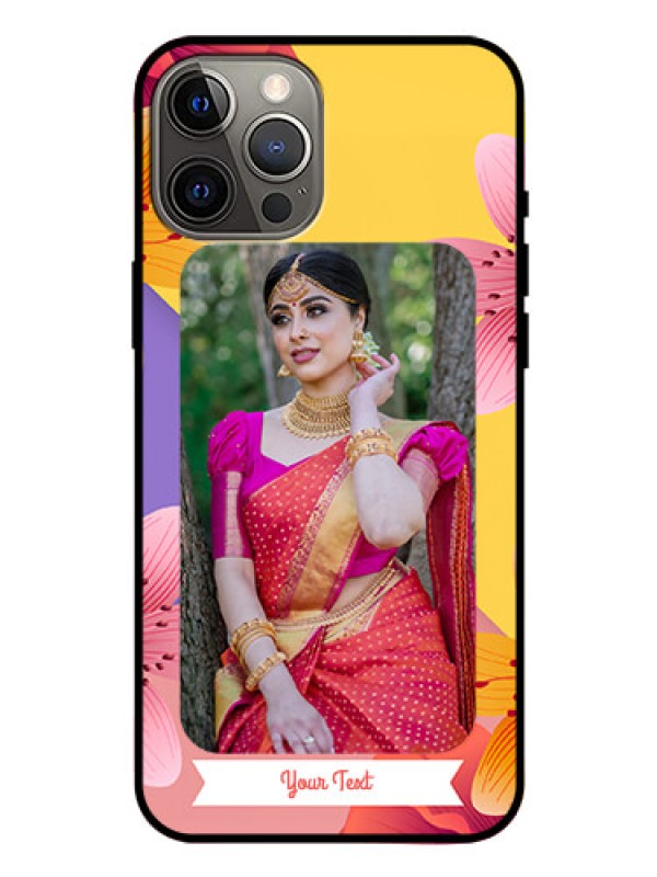 Custom Iphone 12 Pro Max Custom Glass Mobile Case  - 3 Image With Vintage Floral Design