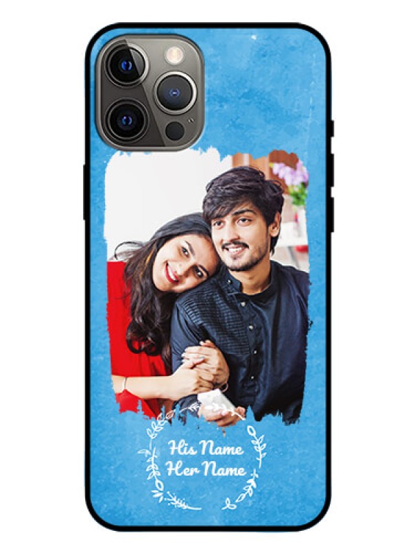 Custom iPhone 12 Pro Max Custom Glass Phone Case - Blue Color Vintage Design