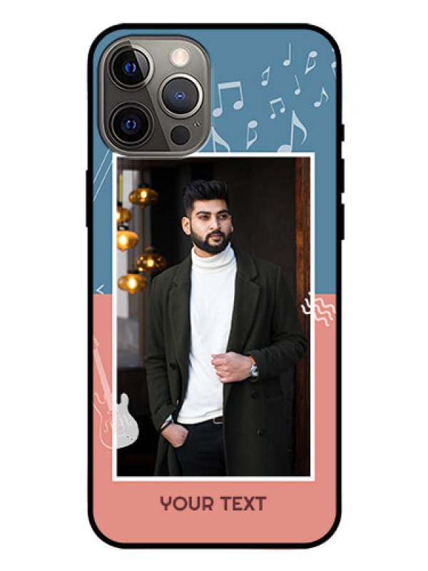 Custom Iphone 12 Pro Max Photo Printing on Glass Case  - with Color Musical Note Design