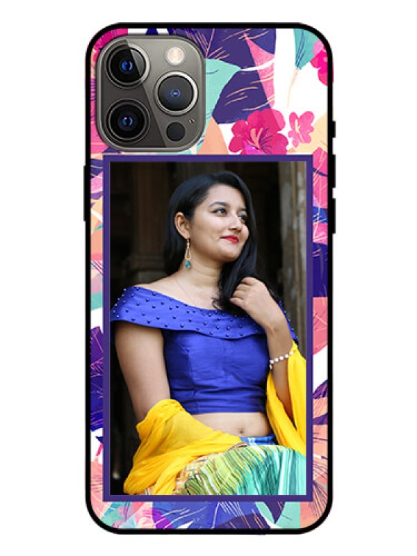 Custom Iphone 12 Pro Max Custom Glass Mobile Case  - Abstract Floral Design