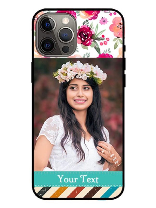 Custom Iphone 12 Pro Max Custom Glass Phone Case  - Watercolor Floral Design