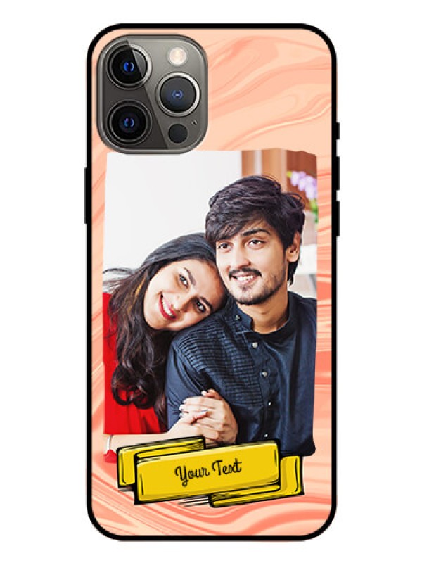 Custom Iphone 12 Pro Max Personalized Glass Phone Case  - Marble Texture Design