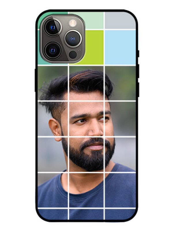 Custom Iphone 12 Pro Max Photo Printing on Glass Case  - with white box pattern 
