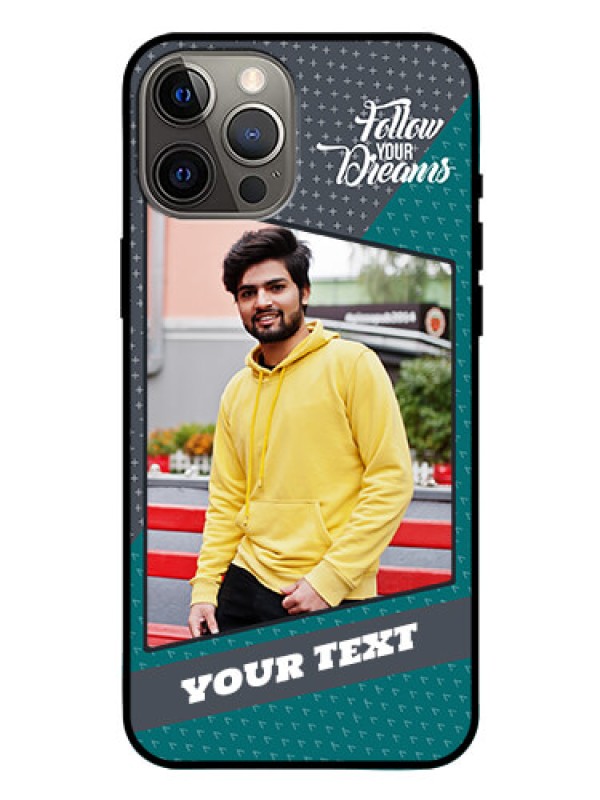 Custom Iphone 12 Pro Max Personalized Glass Phone Case  - Background Pattern Design with Quote