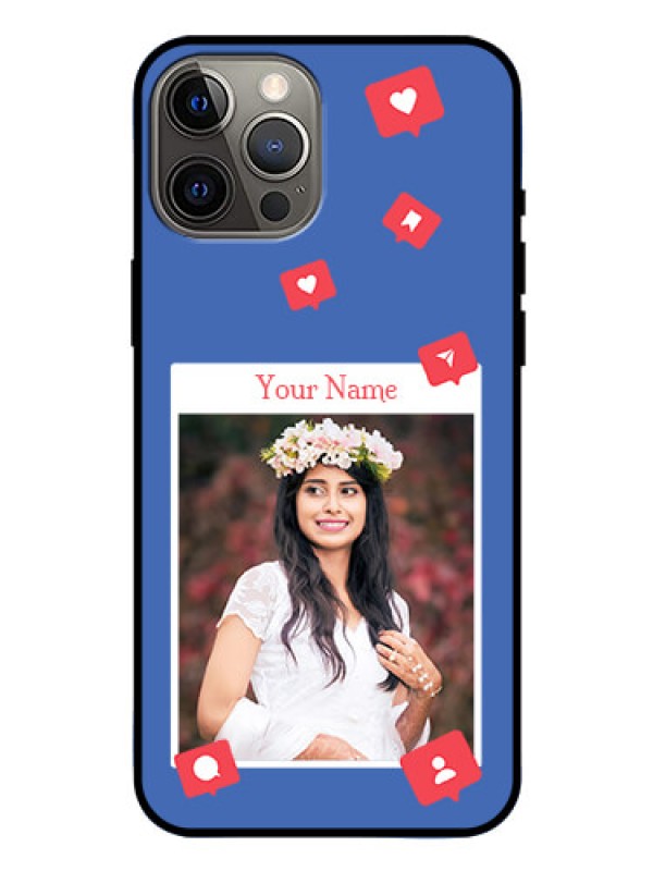 Custom iPhone 12 Pro Max Custom Glass Phone Case - Like Share And Comment Design