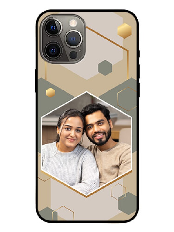 Custom iPhone 12 Pro Max Photo Printing on Glass Case - Stylish Hexagon Pattern Design