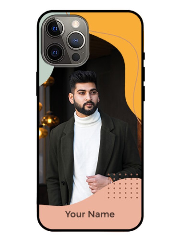 Custom iPhone 12 Pro Max Personalized Glass Phone Case - Tri-coloured overlay design