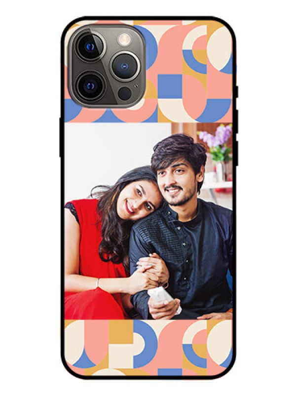 Custom iPhone 12 Pro Max Photo Printing on Glass Case - Semi-circle Maze Pattern Design