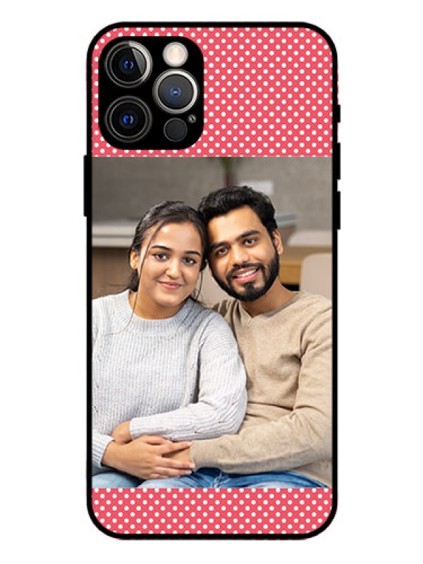 Custom Iphone 12 Pro Custom Glass Phone Case  - White Dotted Design
