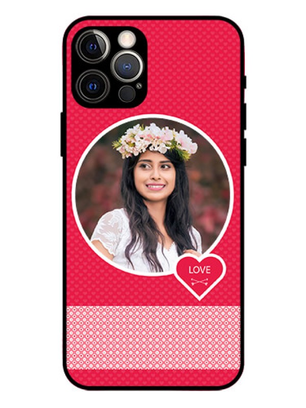 Custom Iphone 12 Pro Personalised Glass Phone Case  - Pink Pattern Design