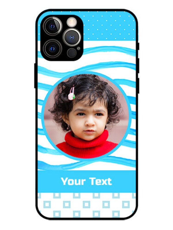 Custom Iphone 12 Pro Custom Glass Phone Case  - Simple Blue Case Design