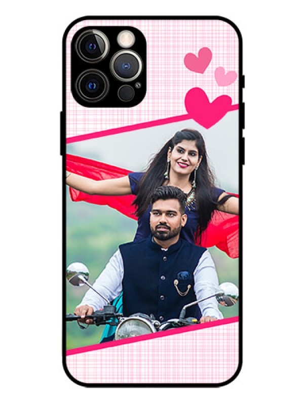 Custom Iphone 12 Pro Custom Glass Phone Case  - Love Shape Heart Design