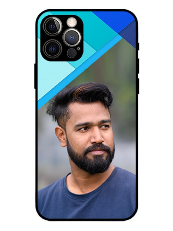 Custom Iphone 12 Pro Custom Glass Phone Case  - Blue Pattern Design