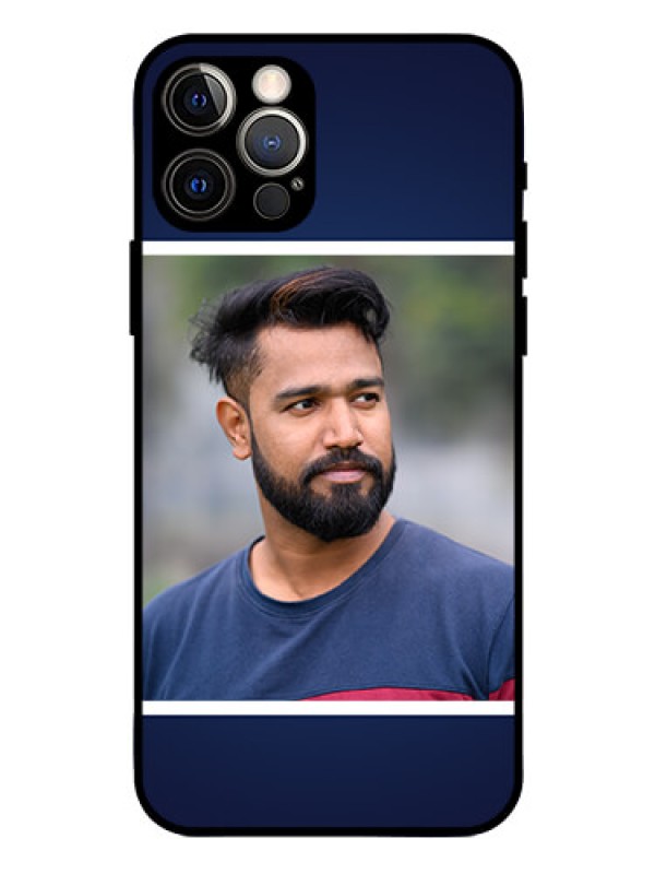 Custom Iphone 12 Pro Personalized Glass Phone Case  - Simple Royal Blue Design