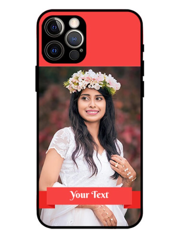 Custom Iphone 12 Pro Custom Glass Phone Case  - Simple Red Color Design