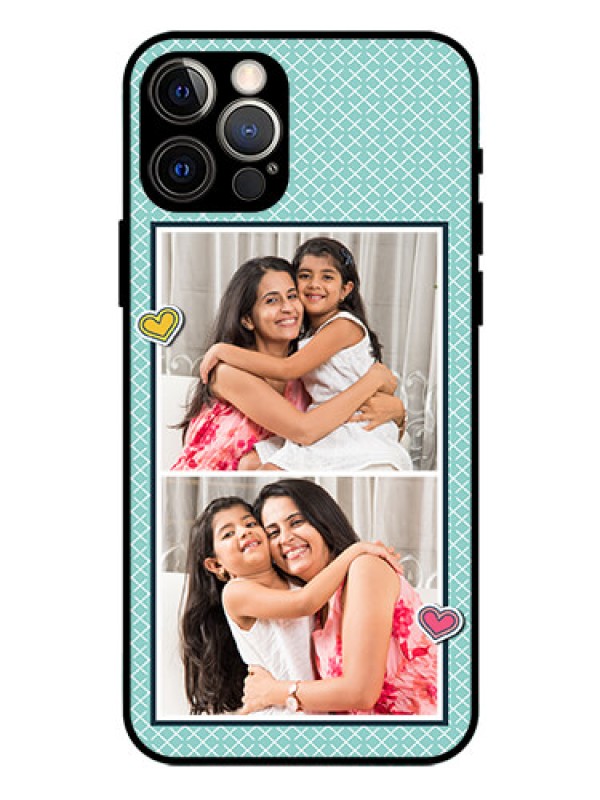 Custom Iphone 12 Pro Custom Glass Phone Case  - 2 Image Holder with Pattern Design