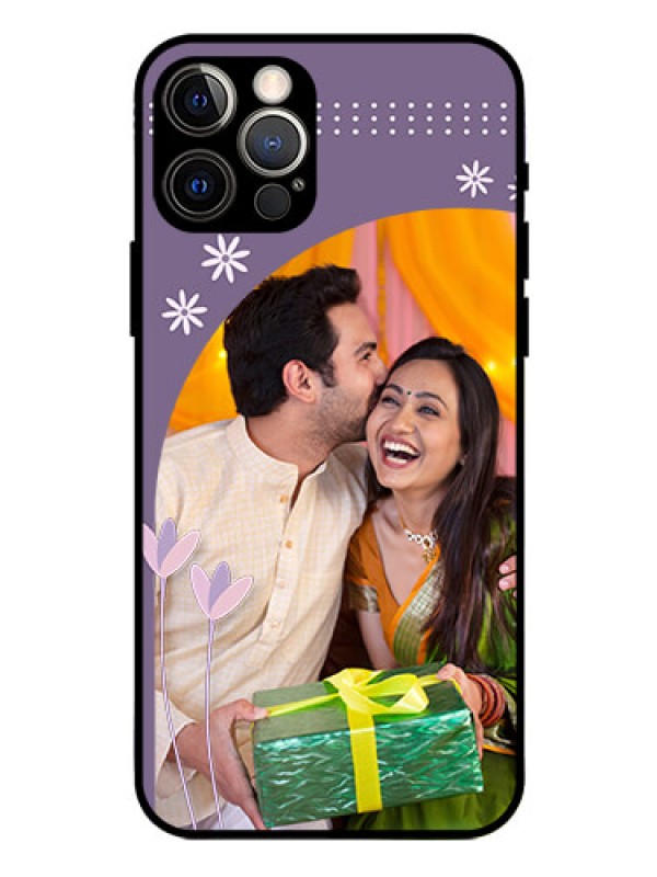 Custom Iphone 12 Pro Custom Glass Mobile Case  - Lavender flowers design 