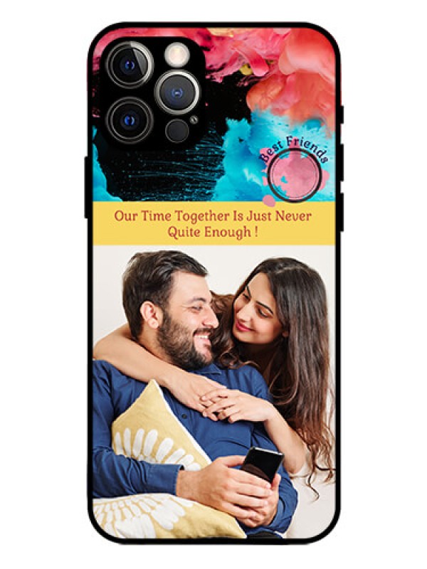 Custom Iphone 12 Pro Custom Glass Mobile Case  - Quote with Acrylic Painting Design