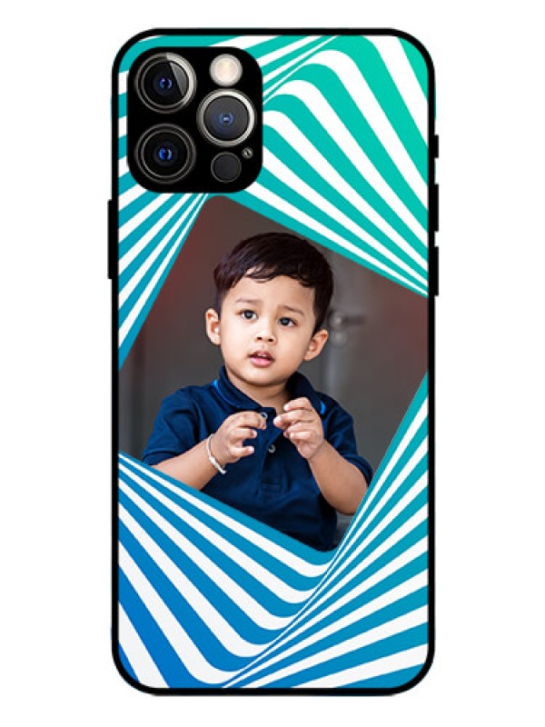 Custom Iphone 12 Pro Personalized Glass Phone Case  - Abstract Spiral Design