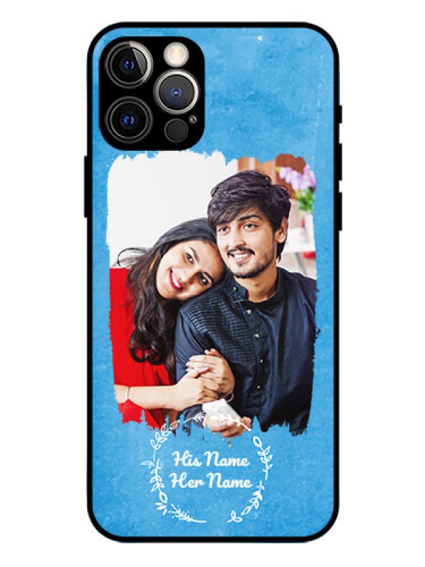 Custom iPhone 12 Pro Custom Glass Phone Case - Blue Color Vintage Design