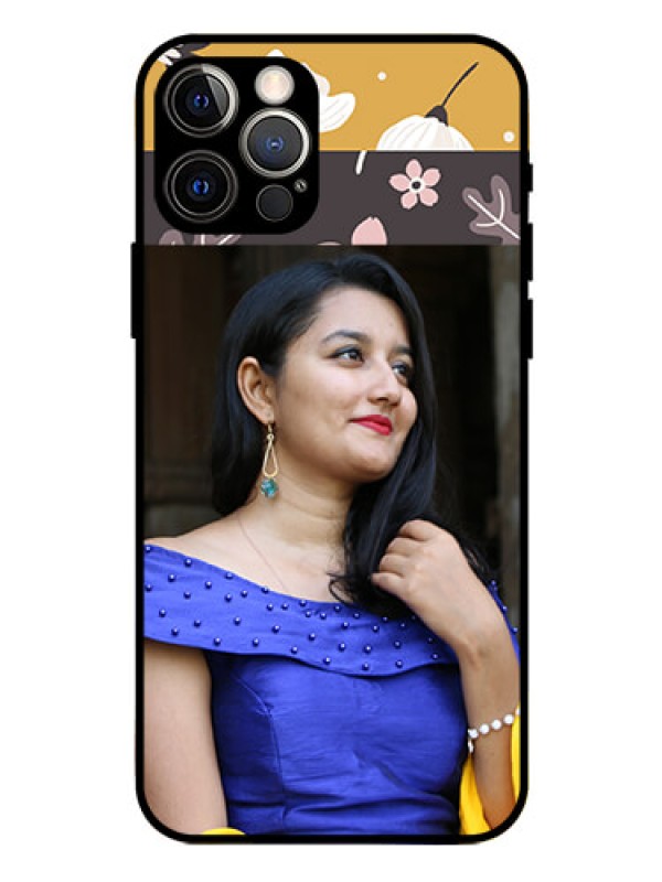 Custom Iphone 12 Pro Custom Glass Phone Case  - Stylish Floral Design