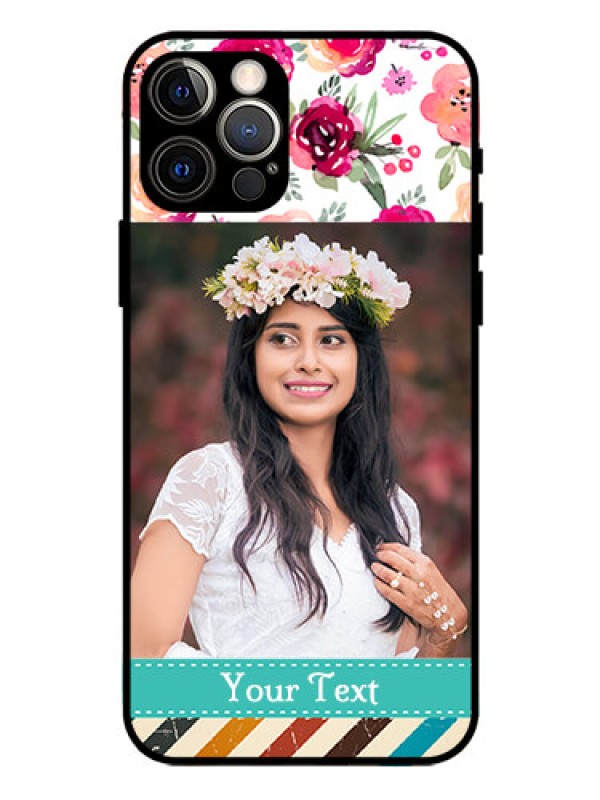 Custom Iphone 12 Pro Custom Glass Phone Case  - Watercolor Floral Design