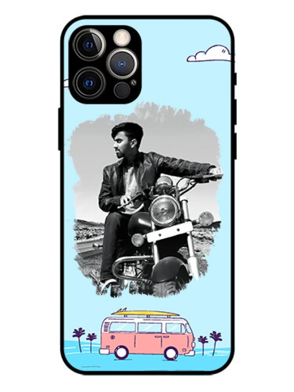 Custom Iphone 12 Pro Photo Printing on Glass Case  - Travel & Adventure Design