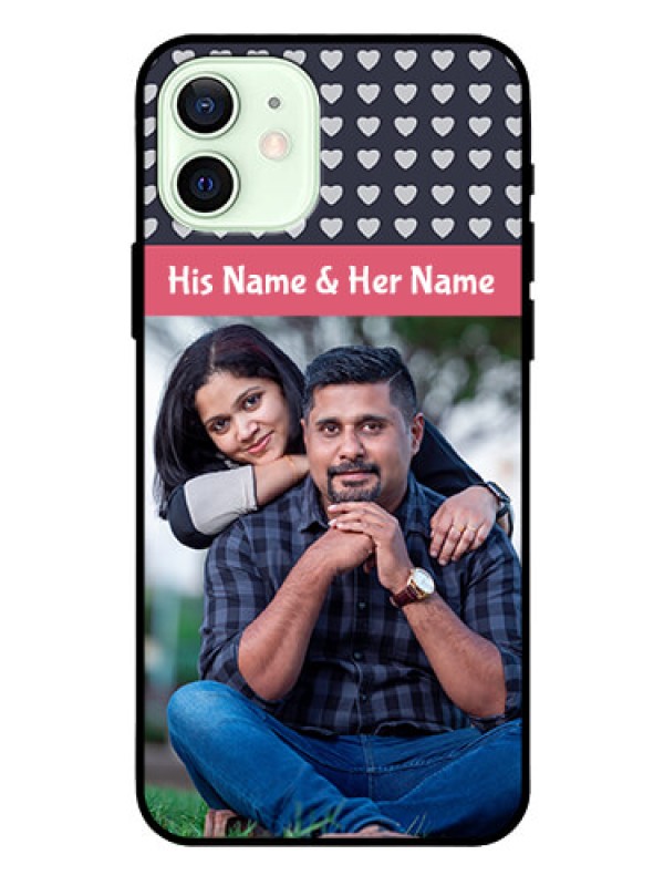 Custom Iphone 12 Custom Glass Mobile Case  - Love Symbols Design